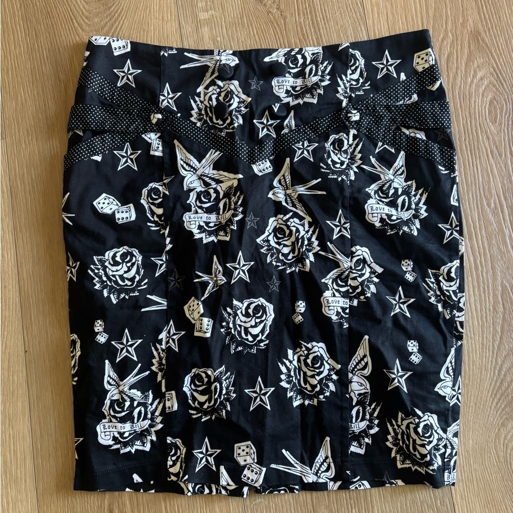 Living Dead Souls Black and White Women's Skirt